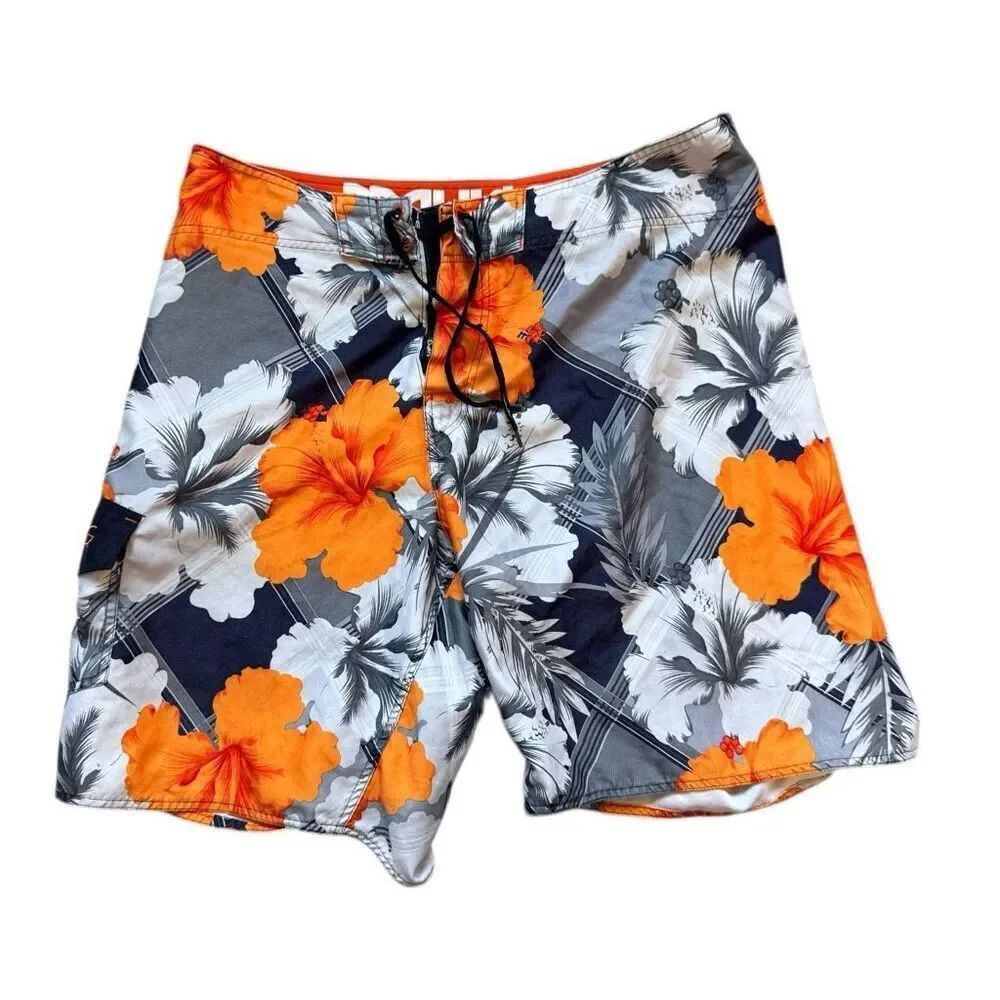 Mens Maui & Sons Palm Tree Print Swimming Swim Trunks Board Shorts - Sz 38